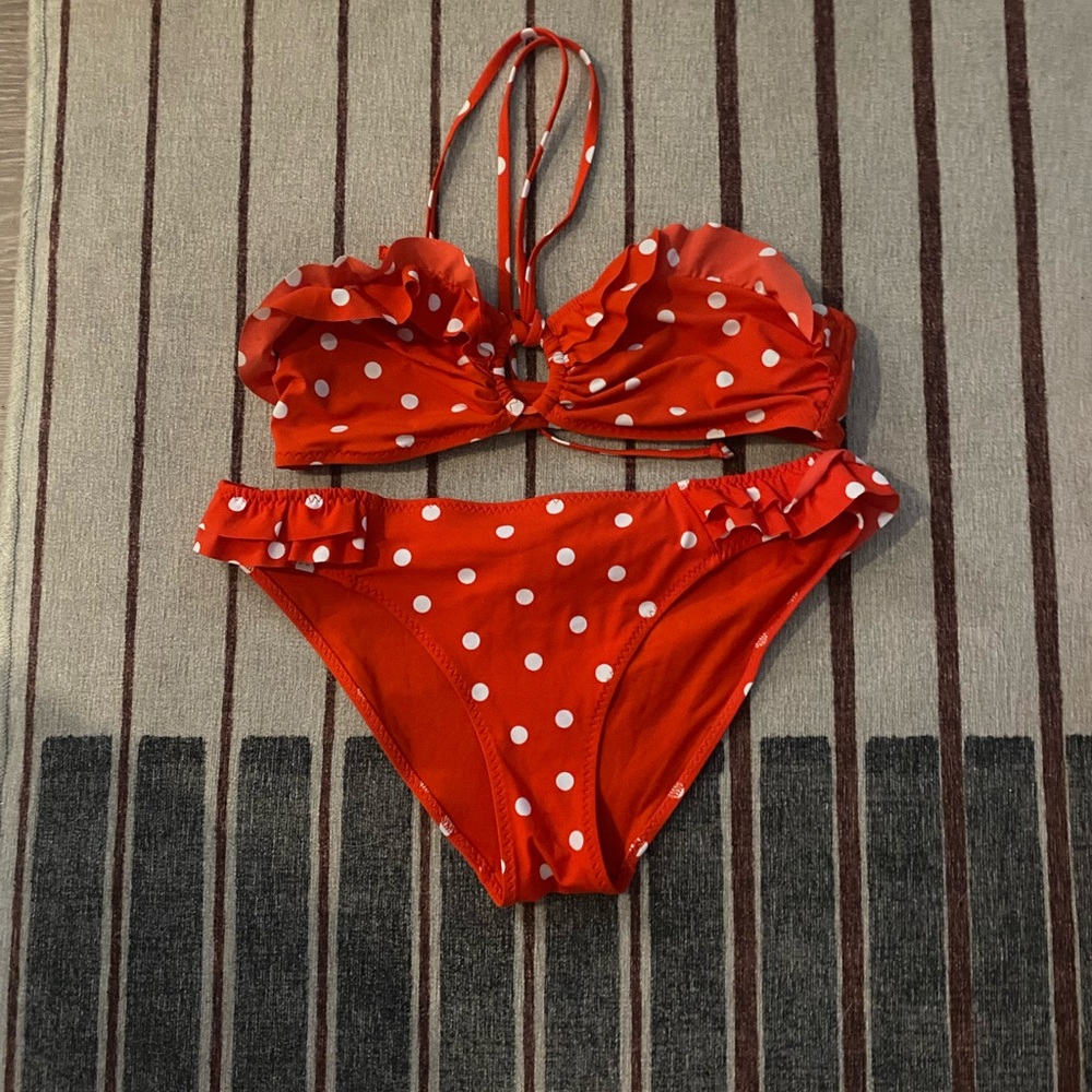 & other stories polka dot ruffle bikini